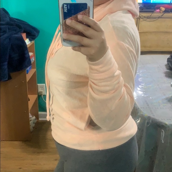 PINK Peach lace-up pullover size medium - Picture 4 of 5